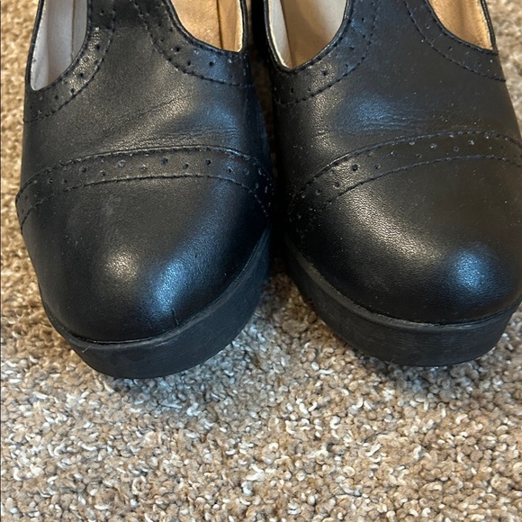 FA Black Chunky Heel T-Strap Shoes Black Mary Jane heels closed block toe SZ 6.5 - Picture 5 of 9